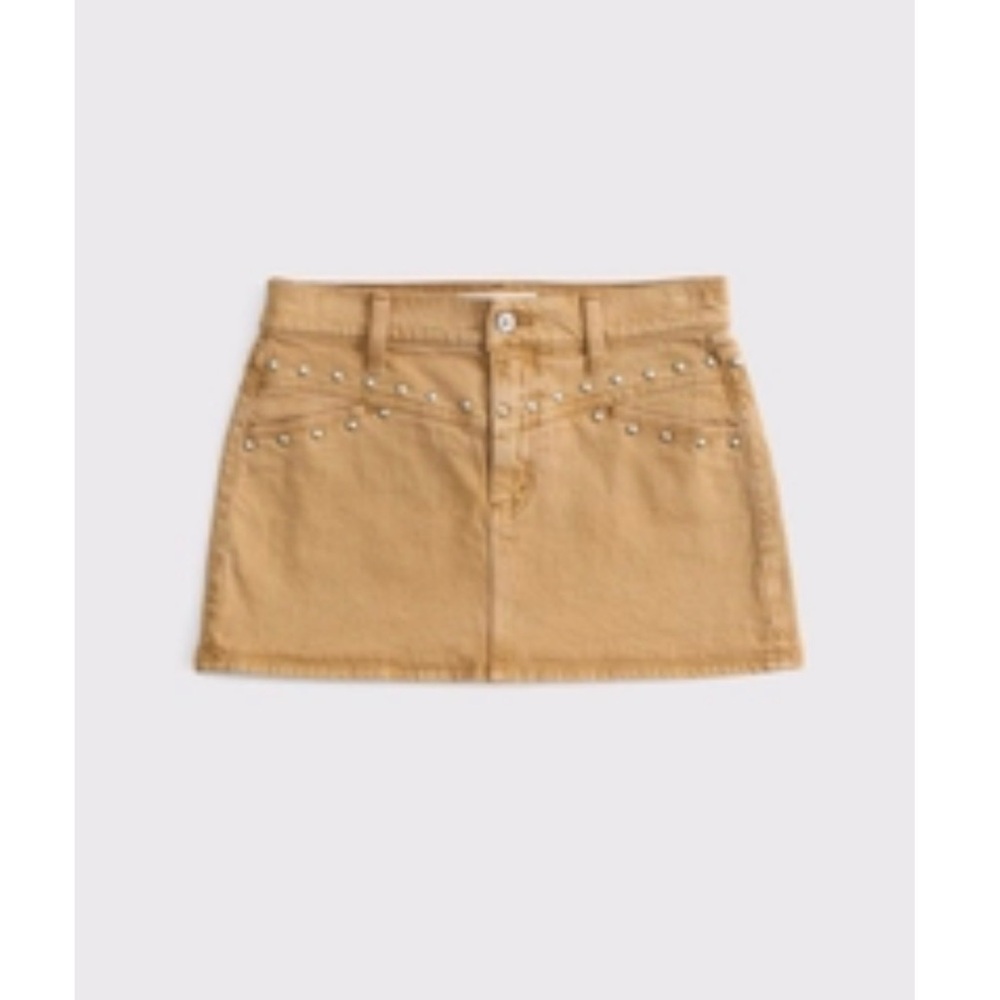 Abercrombie & Fitch Tan Mini Skirt with Studs